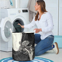 Black Polynesia Tribal Octopus Tattoo Laundry Basket Pikake Lei Polynesian Pattern