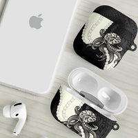 Black Polynesia Tribal Octopus Tattoo AirPods Case Pikake Lei Polynesian Pattern