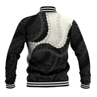 Black Polynesia Tribal Octopus Tattoo Baseball Jacket Pikake Lei Polynesian Pattern