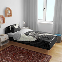 Black Polynesia Tribal Octopus Tattoo Bedding Set Pikake Lei Polynesian Pattern