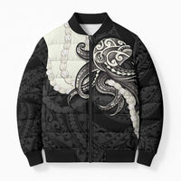 Black Polynesia Tribal Octopus Tattoo Bomber Puffer Jacket Pikake Lei Polynesian Pattern