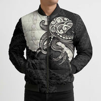 Black Polynesia Tribal Octopus Tattoo Bomber Puffer Jacket Pikake Lei Polynesian Pattern