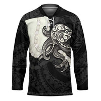 Black Polynesia Tribal Octopus Tattoo Hockey Jersey Pikake Lei Polynesian Pattern