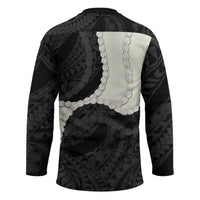 Black Polynesia Tribal Octopus Tattoo Hockey Jersey Pikake Lei Polynesian Pattern