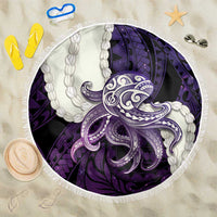 Purple Galaxy Polynesia Tribal Octopus Tattoo Beach Blanket Pikake Lei Polynesian Pattern