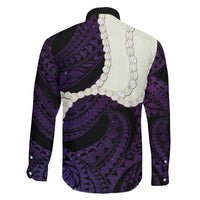 Purple Galaxy Polynesia Tribal Octopus Tattoo Family Matching Long Sleeve Bodycon Dress and Hawaiian Shirt Pikake Lei Polynesian Pattern LT14 - Polynesian Pride