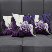 Purple Galaxy Polynesia Tribal Octopus Tattoo Pillow Cover Pikake Lei Polynesian Pattern