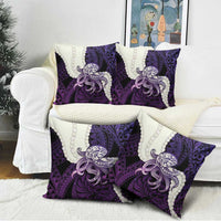 Purple Galaxy Polynesia Tribal Octopus Tattoo Pillow Cover Pikake Lei Polynesian Pattern