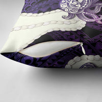 Purple Galaxy Polynesia Tribal Octopus Tattoo Pillow Cover Pikake Lei Polynesian Pattern