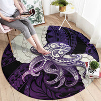 Purple Galaxy Polynesia Tribal Octopus Tattoo Round Carpet Pikake Lei Polynesian Pattern LT14 - Polynesian Pride