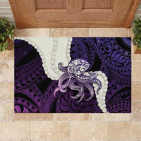 Purple Galaxy Polynesia Tribal Octopus Tattoo Rubber Doormat Pikake Lei Polynesian Pattern