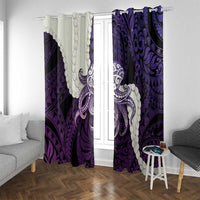 Purple Galaxy Polynesia Tribal Octopus Tattoo Window Curtain Pikake Lei Polynesian Pattern