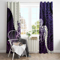 Purple Galaxy Polynesia Tribal Octopus Tattoo Window Curtain Pikake Lei Polynesian Pattern