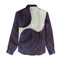 Purple Galaxy Polynesia Tribal Octopus Tattoo Women Casual Shirt Pikake Lei Polynesian Pattern LT14 - Polynesian Pride