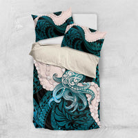 Teal Galaxy Polynesia Tribal Octopus Tattoo Bedding Set Pikake Lei Polynesian Pattern LT14 US Twin 172cm x 218cm Teal - Polynesian Pride