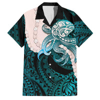 Teal Galaxy Polynesia Tribal Octopus Tattoo Family Matching Mermaid Dress and Hawaiian Shirt Pikake Lei Polynesian Pattern
