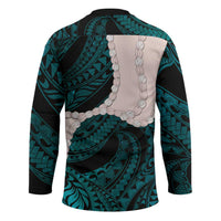 Teal Galaxy Polynesia Tribal Octopus Tattoo Hockey Jersey Pikake Lei Polynesian Pattern