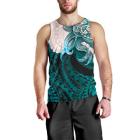 Teal Galaxy Polynesia Tribal Octopus Tattoo Men Tank Top Pikake Lei Polynesian Pattern LT14 - Polynesian Pride