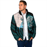 Teal Galaxy Polynesia Tribal Octopus Tattoo Padded Jacket Pikake Lei Polynesian Pattern LT14 - Polynesian Pride