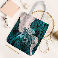 Teal Galaxy Polynesia Tribal Octopus Tattoo Tote Bag Pikake Lei Polynesian Pattern