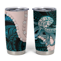 Teal Galaxy Polynesia Tribal Octopus Tattoo Tumbler Cup Pikake Lei Polynesian Pattern