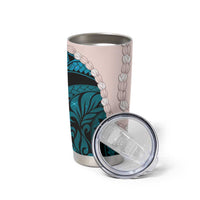 Teal Galaxy Polynesia Tribal Octopus Tattoo Tumbler Cup Pikake Lei Polynesian Pattern