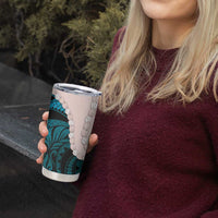 Teal Galaxy Polynesia Tribal Octopus Tattoo Tumbler Cup Pikake Lei Polynesian Pattern