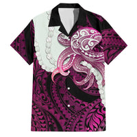 Pink Galaxy Polynesia Tribal Octopus Tattoo Family Matching Long Sleeve Bodycon Dress and Hawaiian Shirt Pikake Lei Polynesian Pattern LT14 Dad's Shirt - Short Sleeve Pink - Polynesian Pride