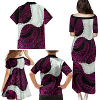 Pink Galaxy Polynesia Tribal Octopus Tattoo Family Matching Puletasi and Hawaiian Shirt Pikake Lei Polynesian Pattern LT14 - Polynesian Pride