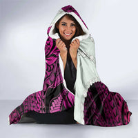 Pink Galaxy Polynesia Tribal Octopus Tattoo Hooded Blanket Pikake Lei Polynesian Pattern