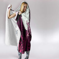 Pink Galaxy Polynesia Tribal Octopus Tattoo Hooded Blanket Pikake Lei Polynesian Pattern