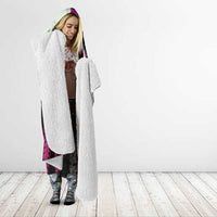 Pink Galaxy Polynesia Tribal Octopus Tattoo Hooded Blanket Pikake Lei Polynesian Pattern