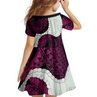 Pink Galaxy Polynesia Tribal Octopus Tattoo Kid Short Sleeve Dress Pikake Lei Polynesian Pattern LT14 - Polynesian Pride