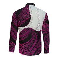 Pink Galaxy Polynesia Tribal Octopus Tattoo Long Sleeve Button Shirt Pikake Lei Polynesian Pattern LT14 - Polynesian Pride