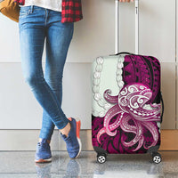 Pink Galaxy Polynesia Tribal Octopus Tattoo Luggage Cover Pikake Lei Polynesian Pattern