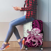 Pink Galaxy Polynesia Tribal Octopus Tattoo Luggage Cover Pikake Lei Polynesian Pattern