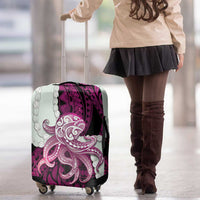 Pink Galaxy Polynesia Tribal Octopus Tattoo Luggage Cover Pikake Lei Polynesian Pattern
