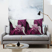 Pink Galaxy Polynesia Tribal Octopus Tattoo Pillow Cover Pikake Lei Polynesian Pattern