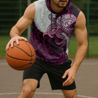 Pink Galaxy Polynesia Tribal Octopus Tattoo Sleeveless Hoodie Pikake Lei Polynesian Pattern LT14 - Polynesian Pride