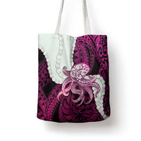 Pink Galaxy Polynesia Tribal Octopus Tattoo Tote Bag Pikake Lei Polynesian Pattern