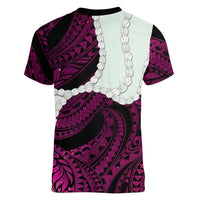 Pink Galaxy Polynesia Tribal Octopus Tattoo Women V-Neck T-Shirt Pikake Lei Polynesian Pattern LT14 - Polynesian Pride