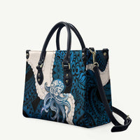 Blue Galaxy Polynesia Tribal Octopus Tattoo Leather Bag Pikake Lei Polynesian Pattern