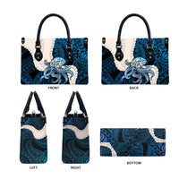 Blue Galaxy Polynesia Tribal Octopus Tattoo Leather Bag Pikake Lei Polynesian Pattern