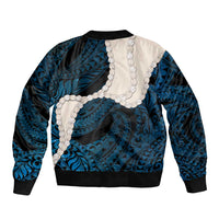 Blue Galaxy Polynesia Tribal Octopus Tattoo Sleeve Zip Bomber Jacket Pikake Lei Polynesian Pattern LT14 - Polynesian Pride