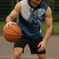 Blue Galaxy Polynesia Tribal Octopus Tattoo Sleeveless Hoodie Pikake Lei Polynesian Pattern LT14 - Polynesian Pride