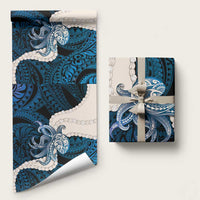 Blue Galaxy Polynesia Tribal Octopus Tattoo Wrapping Paper Pikake Lei Polynesian Pattern