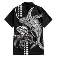 Kanaloa Aloha Hawaii Family Matching Off Shoulder Maxi Dress and Hawaiian Shirt Humpback Whale Octopus Tattoo Kakau Pattern LT14 - Polynesian Pride