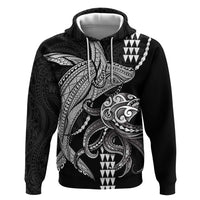 Kanaloa Aloha Hawaii Hoodie Humpback Whale Octopus Tattoo Kakau Pattern LT14 Pullover Hoodie Black - Polynesian Pride