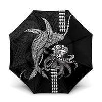 Kanaloa Aloha Hawaii Umbrella Humpback Whale Octopus Tattoo Kakau Pattern LT14 One Size Folded 11.42 inch Opened Diameter 37.4 inch Black - Polynesian Pride