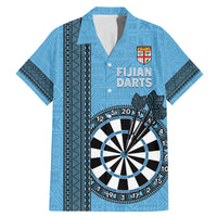 Personalised Fiji Darts Family Matching Mermaid Dress and Hawaiian Shirt Fijian Tapa Pattern - Blue
